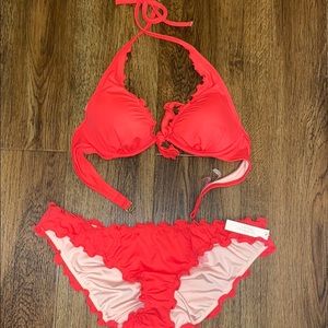 Victoria’s Secret Coral Ruffle Bikini